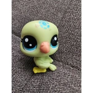 Littlest Pet Shop LPS Green Parrot Bird #1449 Teal Sparkle Eyes G2 Vintage